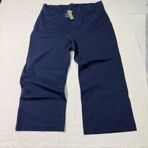 J. Crew women’s Sailor Slim Wide-Leg Chino Pant Size 35 navy blue BY637 NWT